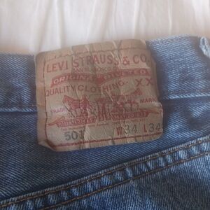 Levi's Classic Blue Denim Jeans with Leather Patch